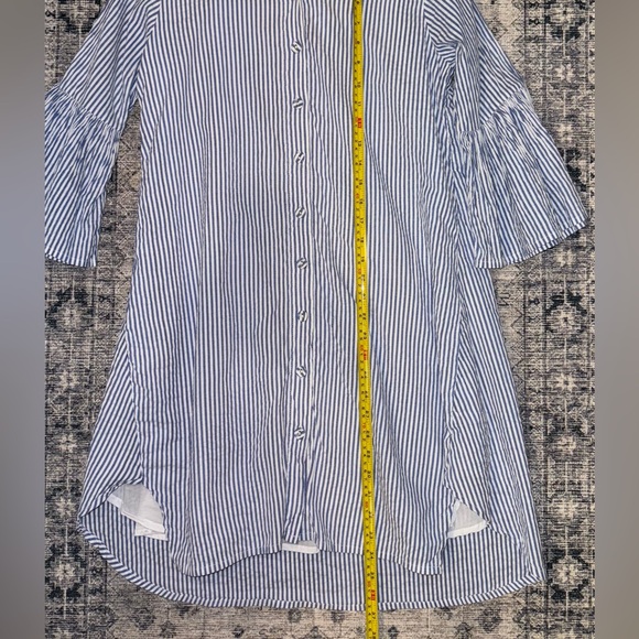 HOLLY SHAE DESIGN | CAROLINE DRESS SEERSUCKER | BELL SLEEVES | BLUE | SZ SMALL - Picture 10 of 13